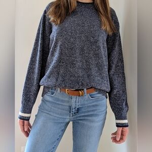 Vintage Eddie Bauer Marled Striped Crewneck Sweater In Navy/White